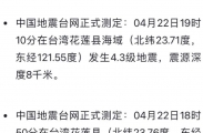 4月22日晚，台湾花莲县附近连发多次地震